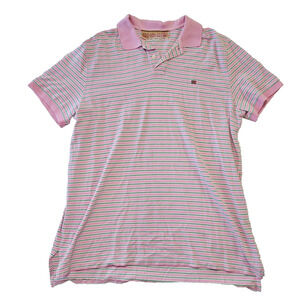 POLO Ralph Lauren Men's Vintage Pink Striped‎ Short Sleeve Polo Shirt Medium